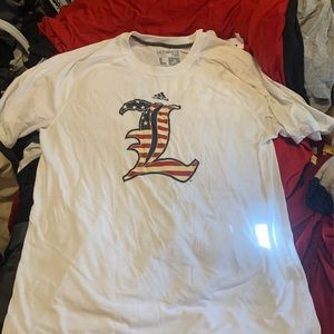 White adidas ultimate tee American Flag Louisville Cardinals L
